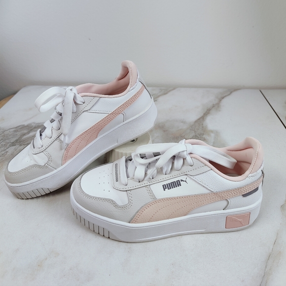 EUC Puma Women's Carina Street Platform Sneakers Tennis Shoes, Pink White, 4.5 - Picture 3 of 8